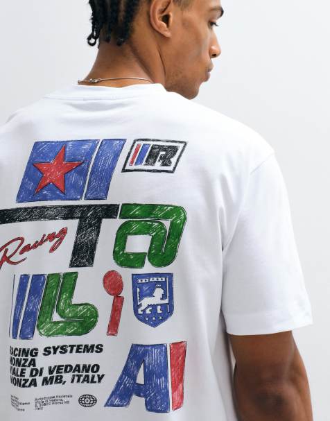 ASOS DESIGN - Ruimvallend T-shirt met grafische Italia-print in wit - view 1