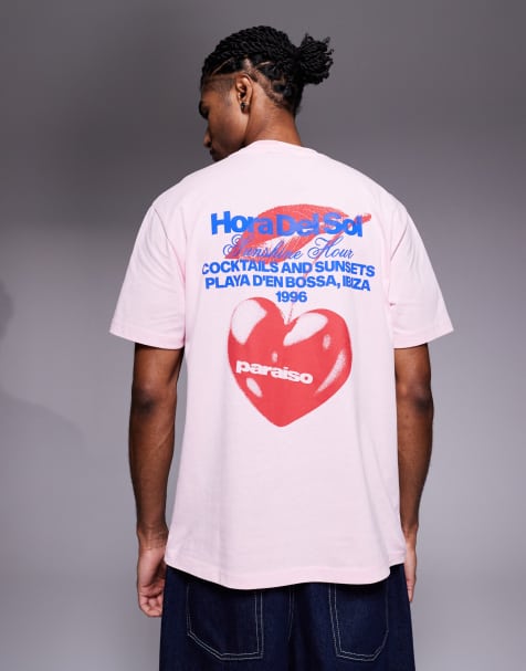 ASOS DESIGN - Ruimvallend T-shirt met grafische kersenprint in roze - view 1