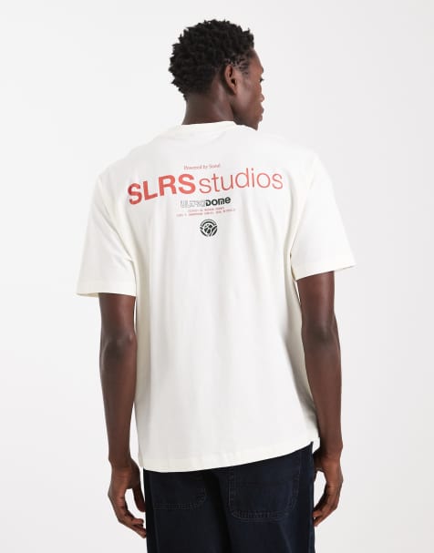 ASOS DESIGN - Ruimvallend T-shirt met grafische Studio-tekstprint in crème - view 1