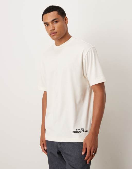 ASOS DESIGN - Ruimvallend T-shirt met grote print achterop in beige, 3 van 5