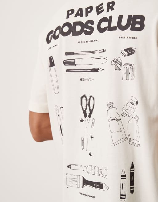 ASOS DESIGN - Ruimvallend T-shirt met grote print achterop in beige, 5 van 5