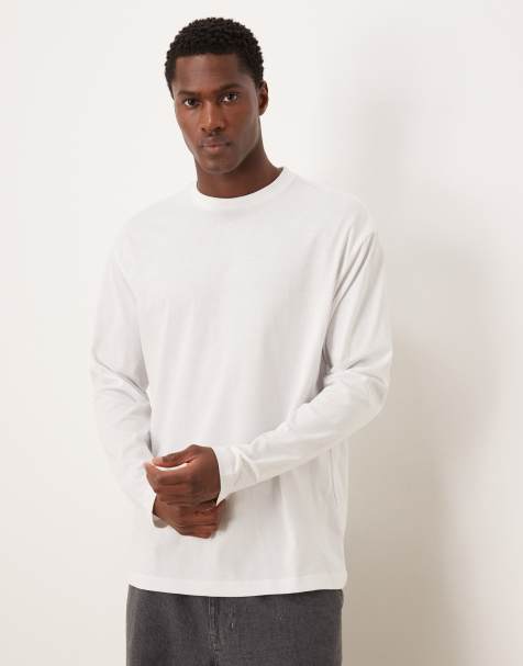 ASOS DESIGN - Ruimvallend T-shirt met lange mouwen en print op de achterkant in wit - view 1