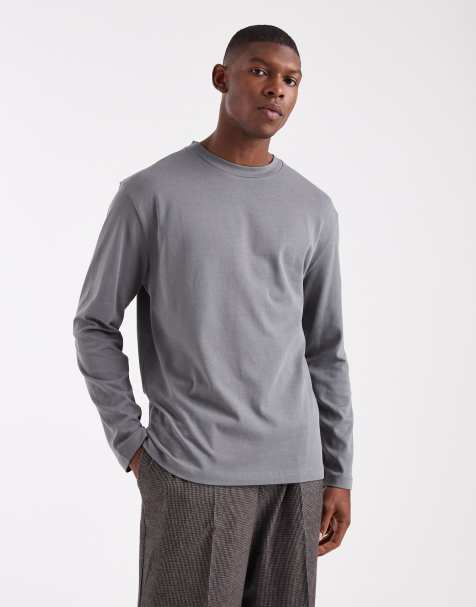 ASOS DESIGN - Ruimvallend T-shirt met lange mouwen van zware stof in grijs - view 1