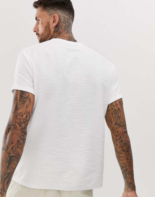 ASOS DESIGN - Ruimvallend T-shirt met omgeslagen mouwen in slub, 2 van 4