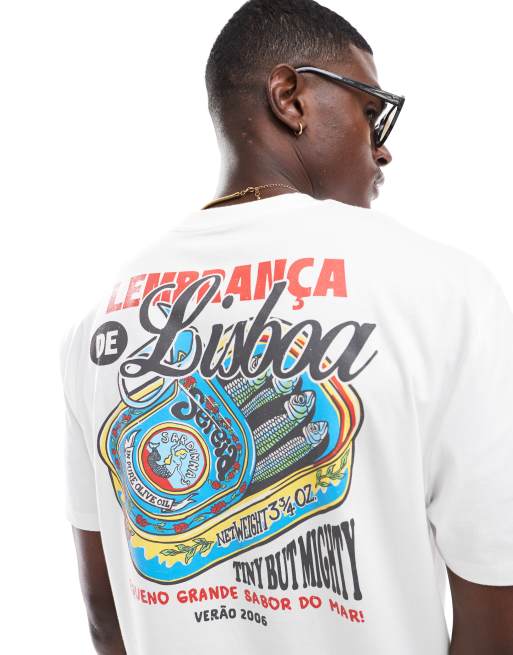 ASOS DESIGN - Ruimvallend T-shirt met print op de achterkant in wit