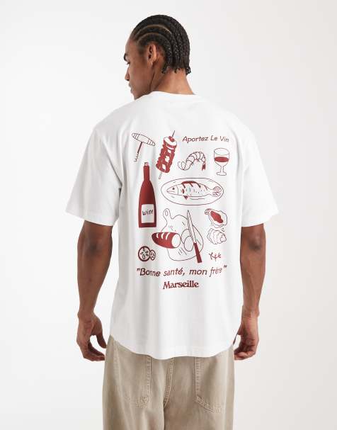 ASOS DESIGN - Ruimvallend T-shirt met print op de achterkant in wit - view 1