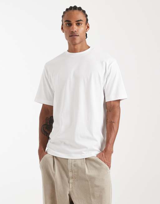 ASOS DESIGN - Ruimvallend T-shirt met print op de achterkant in wit, 3 van 5