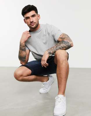 ASOS DESIGN - Ruimvallend T-shirt met ronde hals in gemêleerd grijs 