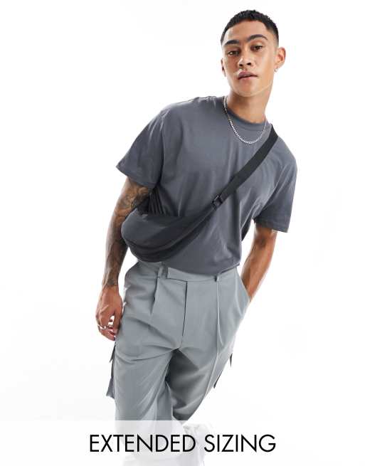 ASOS DESIGN - Ruimvallend T-shirt met ronde hals in grijs met wassing 