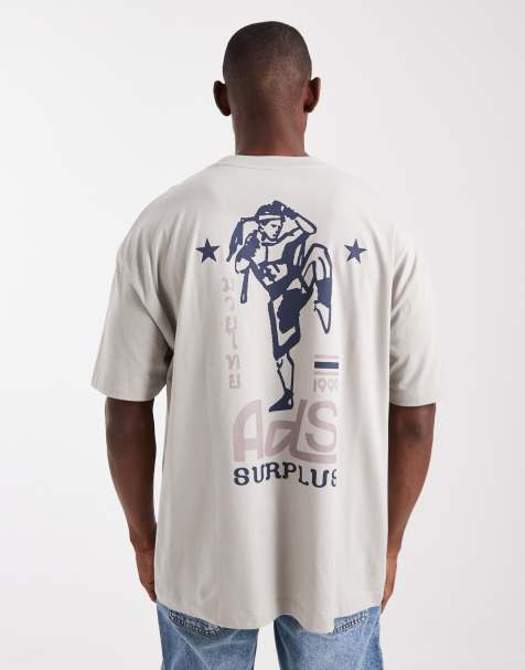 ASOS DESIGN - Ruimvallend T-shirt met straatprint in beige - view 1