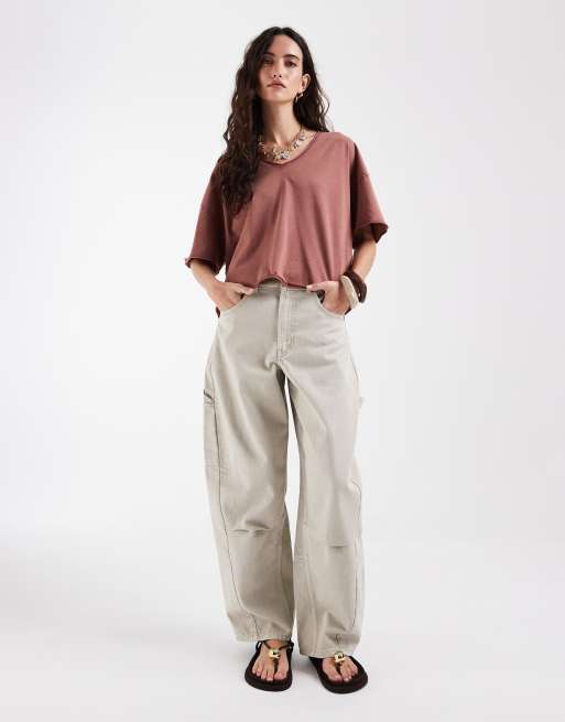 ASOS DESIGN - Ruimvallend T-shirt met V-hals in rose met wassing, 2 van 4