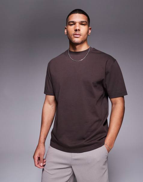 ASOS DESIGN - Ruimvallend T-shirt van 240g/m² zware stof in bruin - view 1