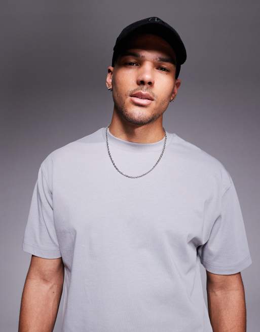 ASOS DESIGN - Ruimvallend T-shirt van 240g/m² zware stof in grijs