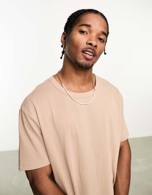 ASOS DESIGN - Ruimvallend T-shirt van 240g zware stof in lichtbruin