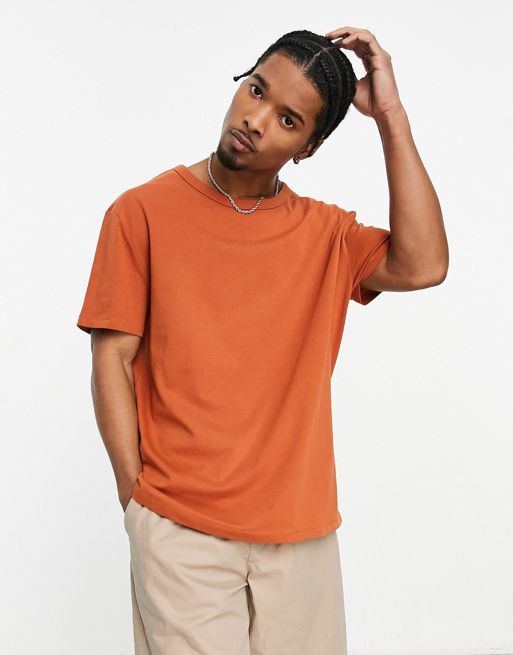 FhyzicsShops DESIGN - Ruimvallend T-shirt Baumwolle van 240g zware stof in oranje
