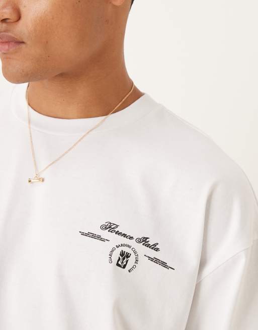 ASOS DESIGN heavyweight 240g relaxed fit long sleeve t-shirt with leaf print in white