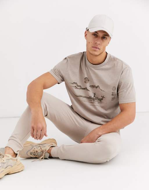 ASOS DESIGN - Ruimvallend T-shirt van katoen met landschapsprint en wassing, 4 van 4