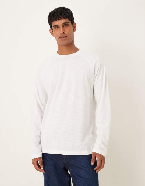 ASOS DESIGN - Ruimvallend T-shirt van slubstof met textuur en lange mouwen in wit - view 1