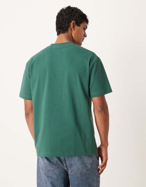 ASOS DESIGN - Ruimvallend T-shirt van zware stof in donkergroen, 4 van 5