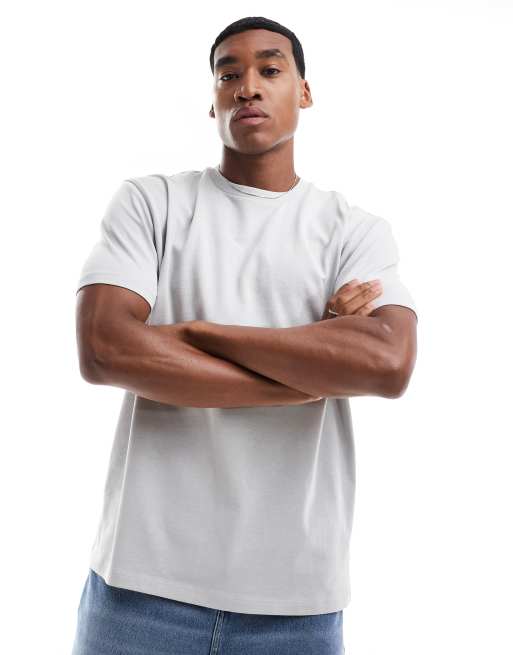ASOS DESIGN - Ruimvallend T-shirt van zware stof in grijs  