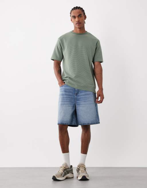 ASOS DESIGN - Ruimvallend T-shirt van zware stof in groen met textuur, 2 van 5