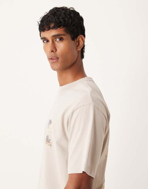 ASOS DESIGN - Ruimvallend T-shirt van zware stof met print in beige , 3 van 5