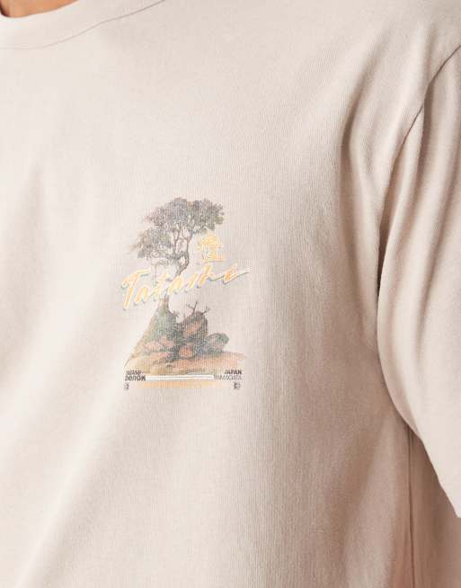 ASOS DESIGN - Ruimvallend T-shirt van zware stof met print in beige , 5 van 5