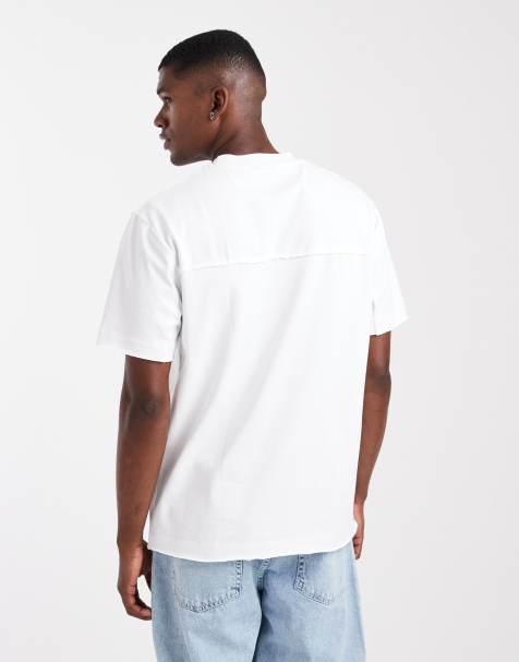 ASOS DESIGN - Ruimvallend T-shirt van zware stof met ronde hals en onafgewerkte zoom in wit - view 1