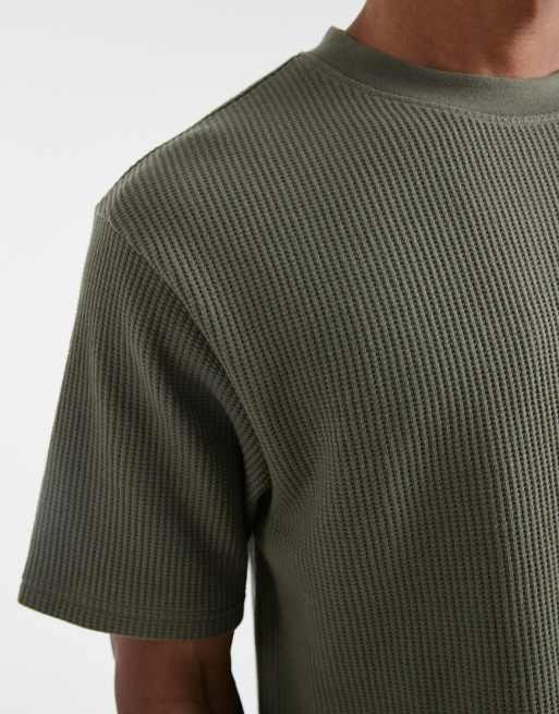ASOS DESIGN - Ruimvallend T-shirt van zware stof met wafelstructuur in kaki, 5 van 5