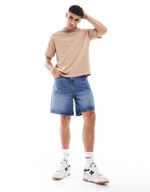 ASOS DESIGN - Ruimvallend T-shirt van zware stof met wafelstructuur in neutraal, 2 van 4