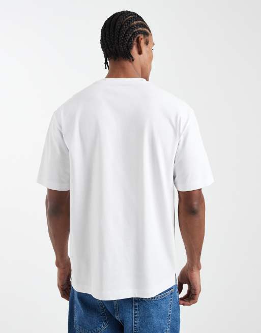 ASOS DESIGN - Ruimvallend T-shirt van zware stof met zak in wit, 5 van 5