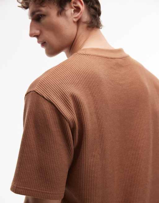 ASOS DESIGN - Ruimvallend T-shirt van zware wafelstof in bruin, 5 van 5