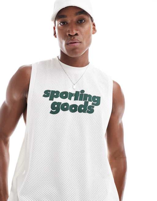 ASOS DESIGN - Ruimvallend tanktop met tekstprint op de borst in gebroken wit
