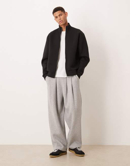 ASOS DESIGN - Ruimvallend trainingsjack van zware scuba-achtige jersey met rits in zwart, 2 van 5