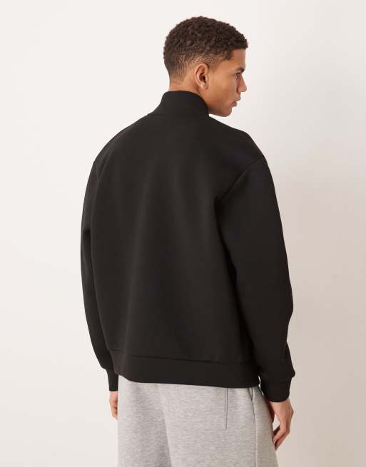 ASOS DESIGN - Ruimvallend trainingsjack van zware scuba-achtige jersey met rits in zwart, 3 van 5