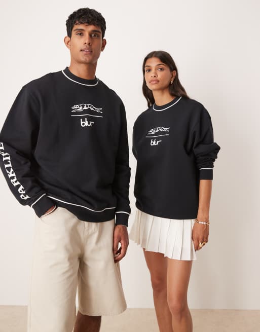 ASOS DESIGN - Ruimvallend uniseks sweatshirt met Blur-print in zwart, 3 van 4