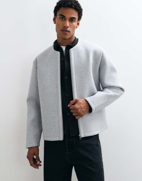 ASOS DESIGN ruimvallend vest in cardiganstijl met rits, van gestructureerde stof, grijs - view 1