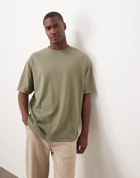ASOS DESIGN - Ruimvallend zacht T-shirt van zware stof in kaki - view 1
