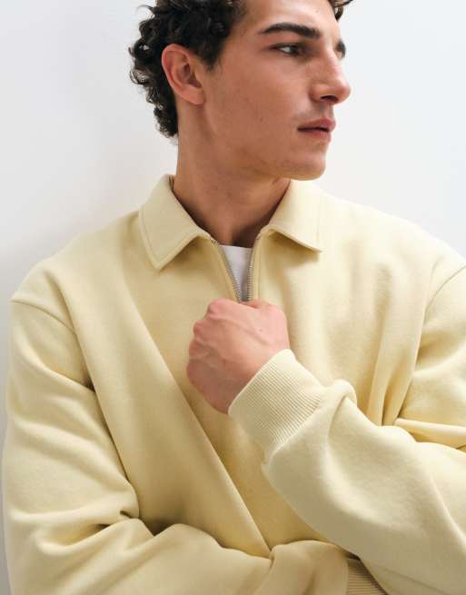 ASOS DESIGN ruimvallende boxy polo-sweatshirt met rits in geel, 2 van 5