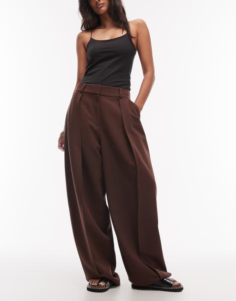 ASOS DESIGN - Ruimvallende broek met ballonpijpen in donker chocoladebruin - view 1