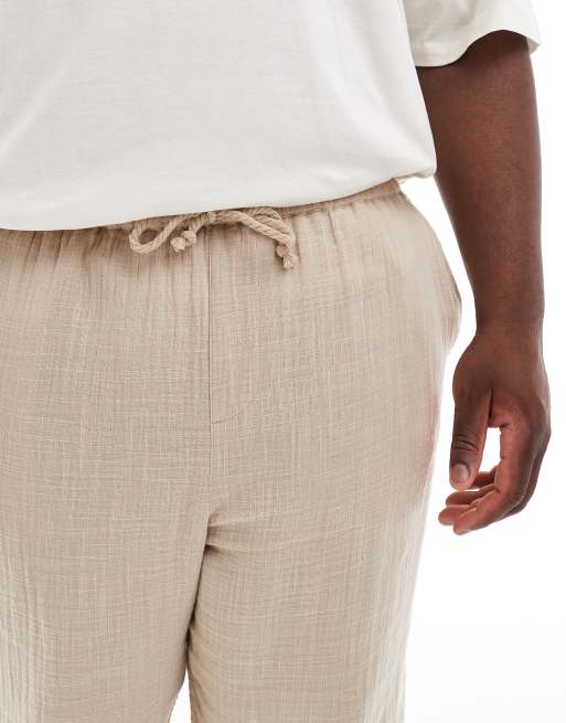 ASOS DESIGN - Ruimvallende broek met linnenlook in beige, 5 van 5