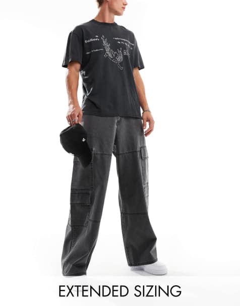 ASOS DESIGN - Ruimvallende broek met oversized zakken in distressed grijs - view 1