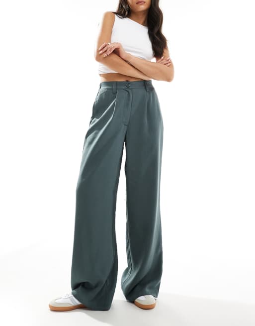 ASOS DESIGN - Ruimvallende broek met rechte pijpen in petrolblauw 