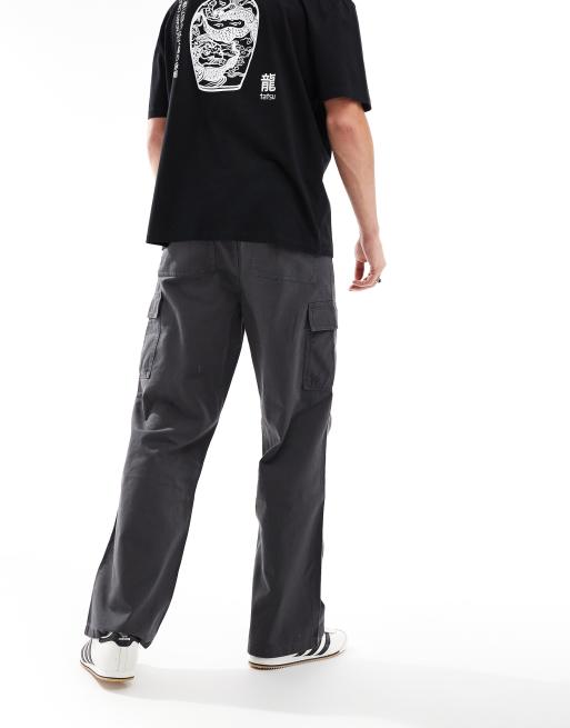 ASOS DESIGN - Ruimvallende cargobroek met knieplooien in antraciet, 3 van 5