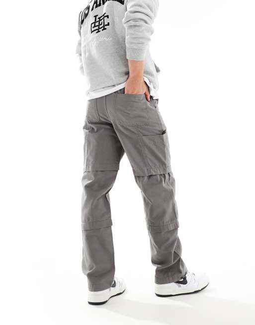 ASOS DESIGN - Ruimvallende cargobroek met patch in grijs