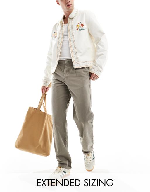 ASOS DESIGN - Ruimvallende chino in grijs met wassing