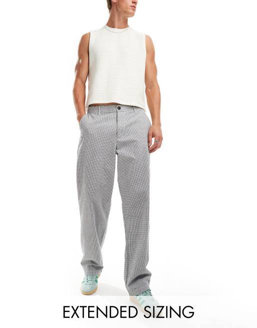 ASOS DESIGN - Ruimvallende chino met micro-ruitjes en textuur in zwart en wit