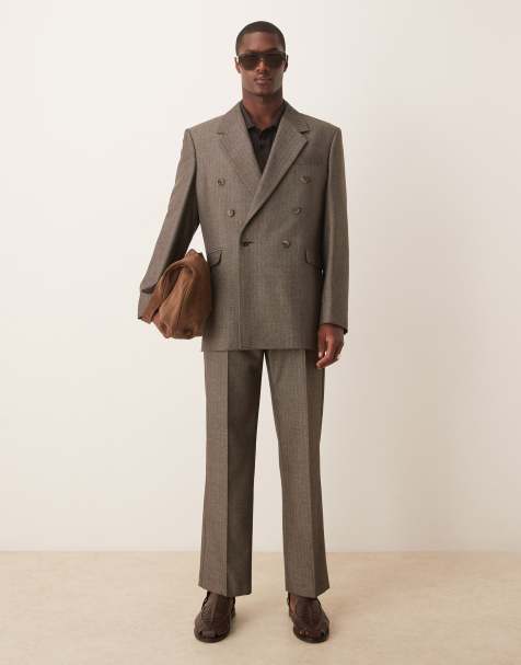ASOS DESIGN - Ruimvallende colbert in wollook met visgraatmotief in antracietgrijs - view 1