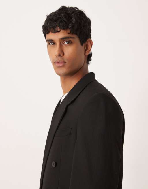 ASOS DESIGN - Ruimvallende colbert met vierkante schouders in zwart, 4 van 5