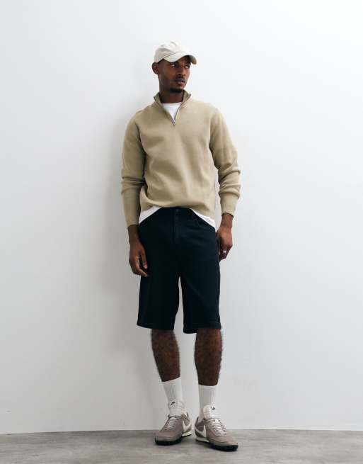 ASOS DESIGN ruimvallende compacte gebreide half-zip in saliegroen, 2 van 5